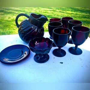 Vintage Anchor Hocking Royal Glass Pitcher and Goblet Set - Elegant Home Dining